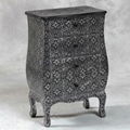 Black Embossed Floral 4 Drawer Bedside