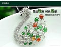 925 Silver rhodium three-color ice surface swan eggs Jade (A cargo) Pendant 1