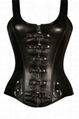 Punk Buckled Detail Straps Full Zipper Black Leather Corset 1