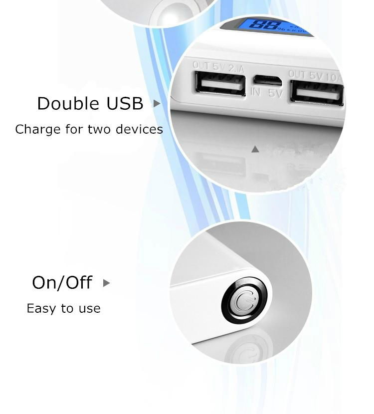 USB Univers 10000mAh Backup Rechargeable Battery LED Mobile Power Bank 5