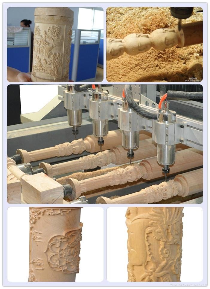 Cylindrical 3D Wood 4axis CNC Router 3