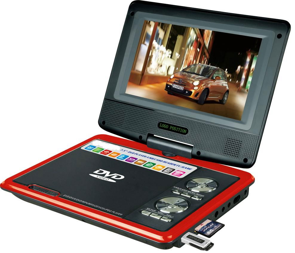 7 inch portable dvd player with DVD/TV/FM/USB/game/CE/ROHS with 3D function 3