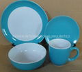 2tone color glazed dinner set