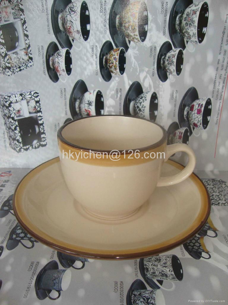 stoneware color glazed color line cup&saucer 3