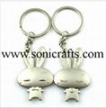 Sell Lovely rabbit design metal lovers keychain promotional gifts 1