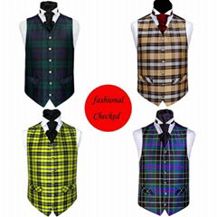 Colorful checked new fashion styles waistcoat for gentleman