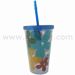 hard plastic cup with lid and straw