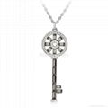 Rhodium Plated Key Sweater Chain Made with Genuine Austrian Crystals