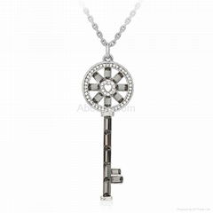 Rhodium Plated Key Sweater Chain Made with Genuine Austrian Crystals