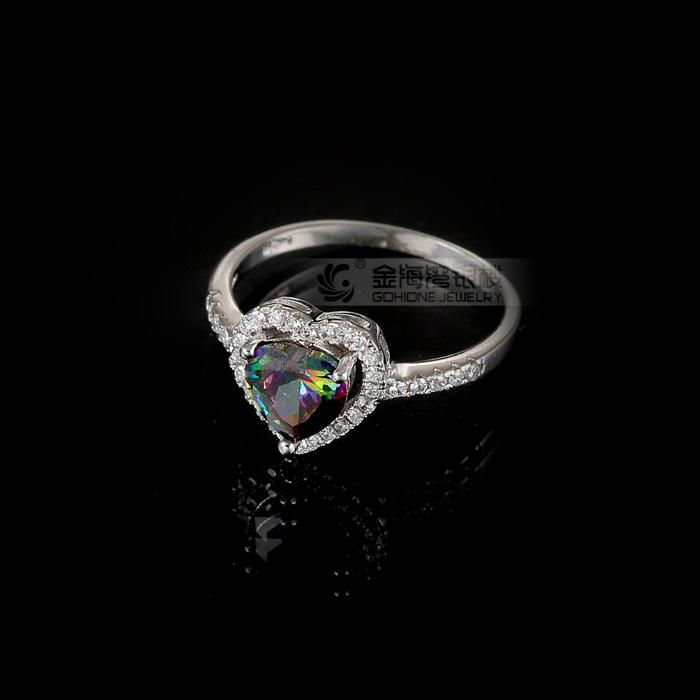 Heart Shaped Mystic Topaz Stone Ring In925 Sterling Silver 3