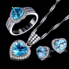 Factory Wholesale 925 Sterling Silver Jewelry Set Ring Earring Pendant
