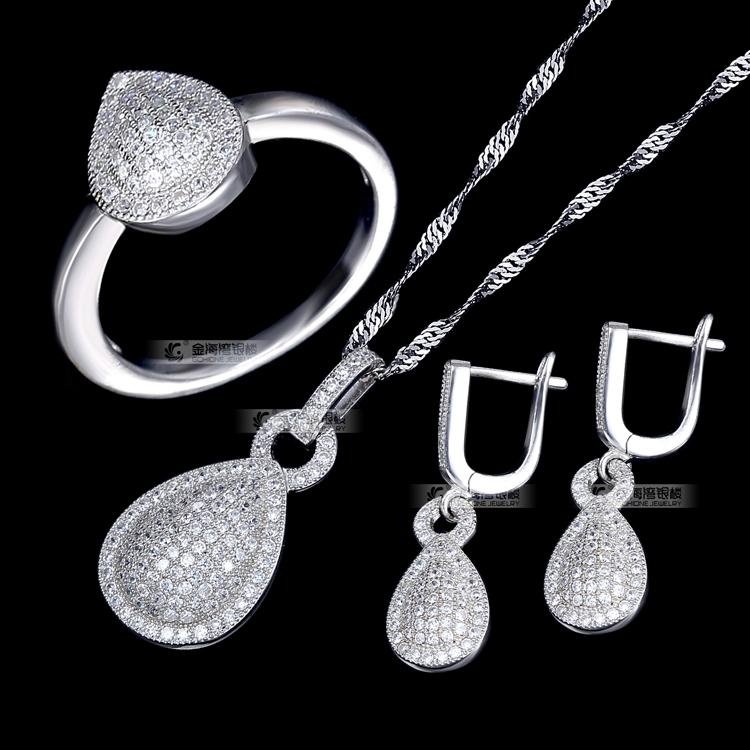 Top Selling Micro Pave Setting 925 Purity Sterling Silver Jewelry Sets