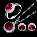 Fashion Sterling Silver Jewelry RIng+Earring+Pendant Set With Shining CZ Stone