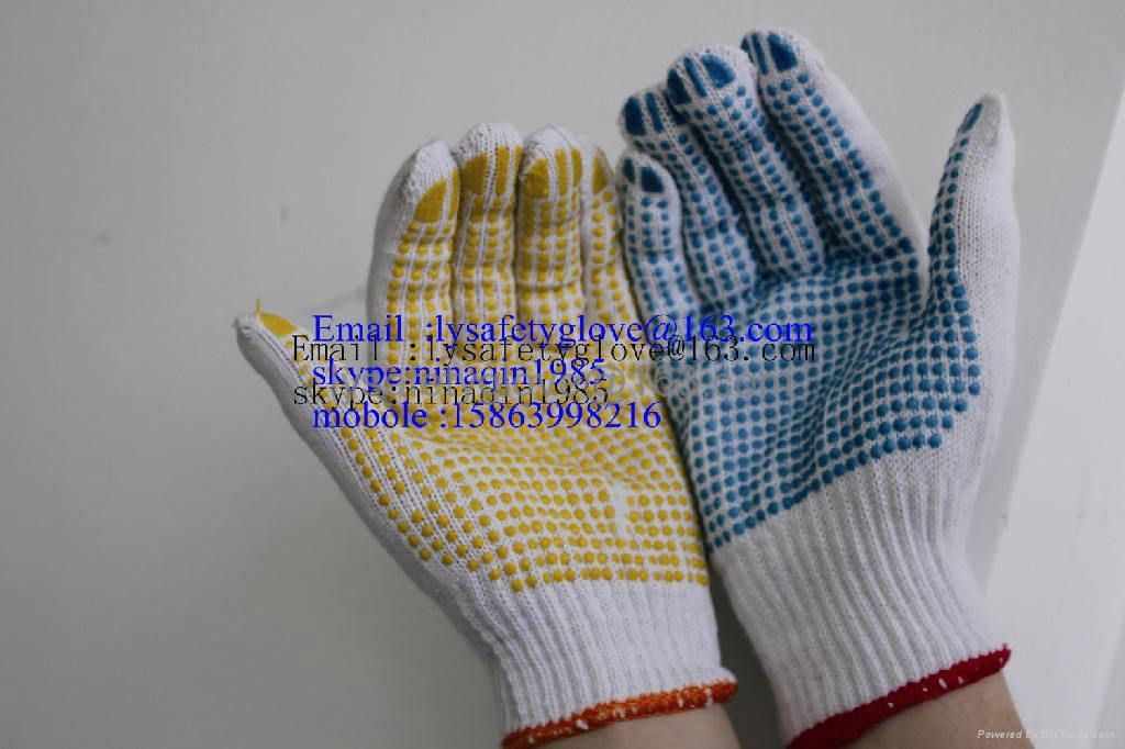 10 Gauge white cotton knitted safety glove with PVC dots  3