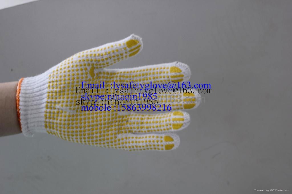 10 Gauge white cotton knitted safety glove with PVC dots  4