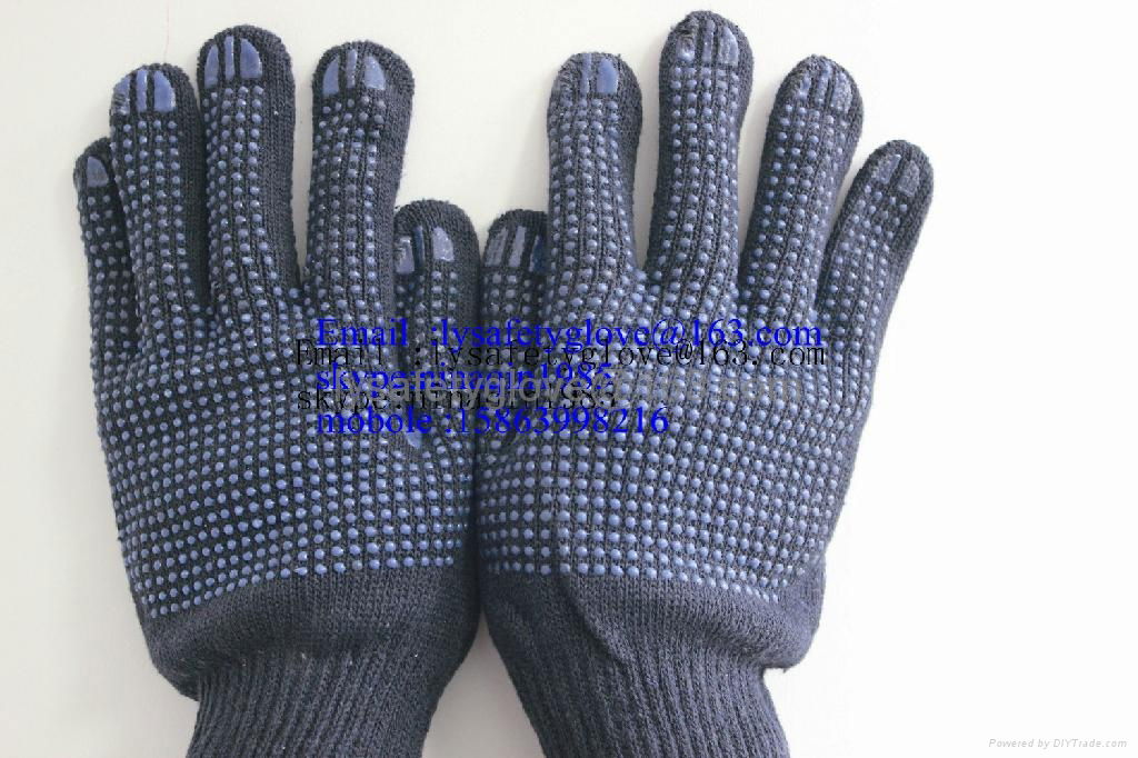 10 Gauge white cotton knitted safety glove with PVC dots  5