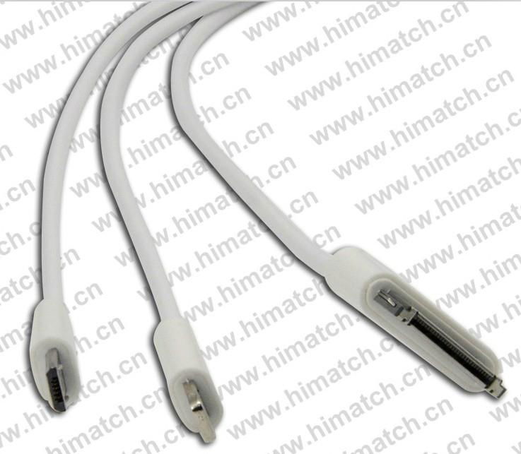 3 in 1 Composite Charger Cable for iPhone iPad 2