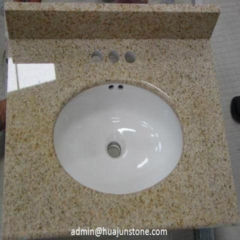 G682 Golden Sand Granite Bathroom Vanity Tops with Ceramic Sink