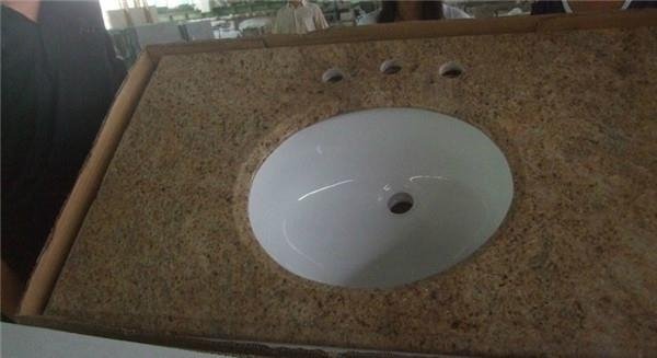 Kashmir Gold Granite Bathroom Vanity Tops with Faucet Sink