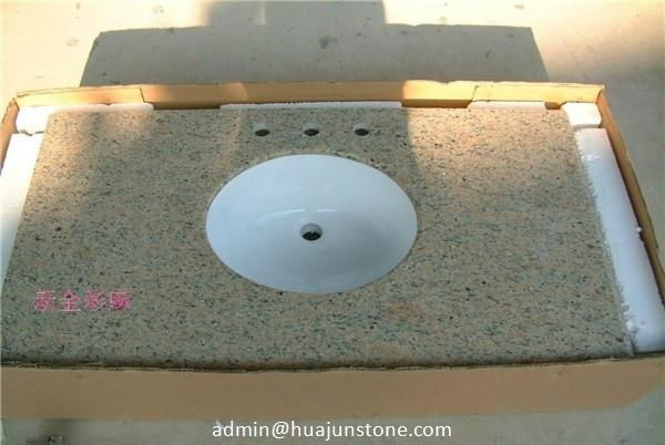 Giallo Veneziano Granite Bathroom Vanity Tops Pre-attached White Wahing Basin