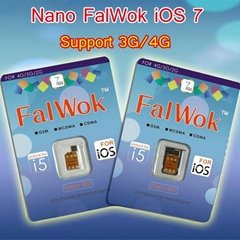 Nano FalWOk iOS 7 Unlock sim card for iPhone 5 Work 3G/4G Use EDGE Internet With