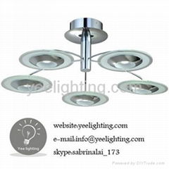 ledlight modern ceiling lights 5 led bulbs with glass in chrome deckenleuchten