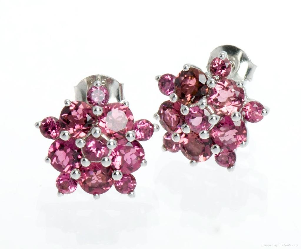 925 sterling silver earrings with pink tourmaline