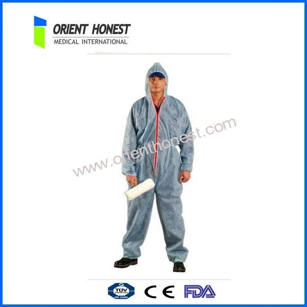Protective PP+PE Red Disposable Coveralls 2