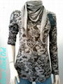 Floral print tunic with scarf slim fit 1