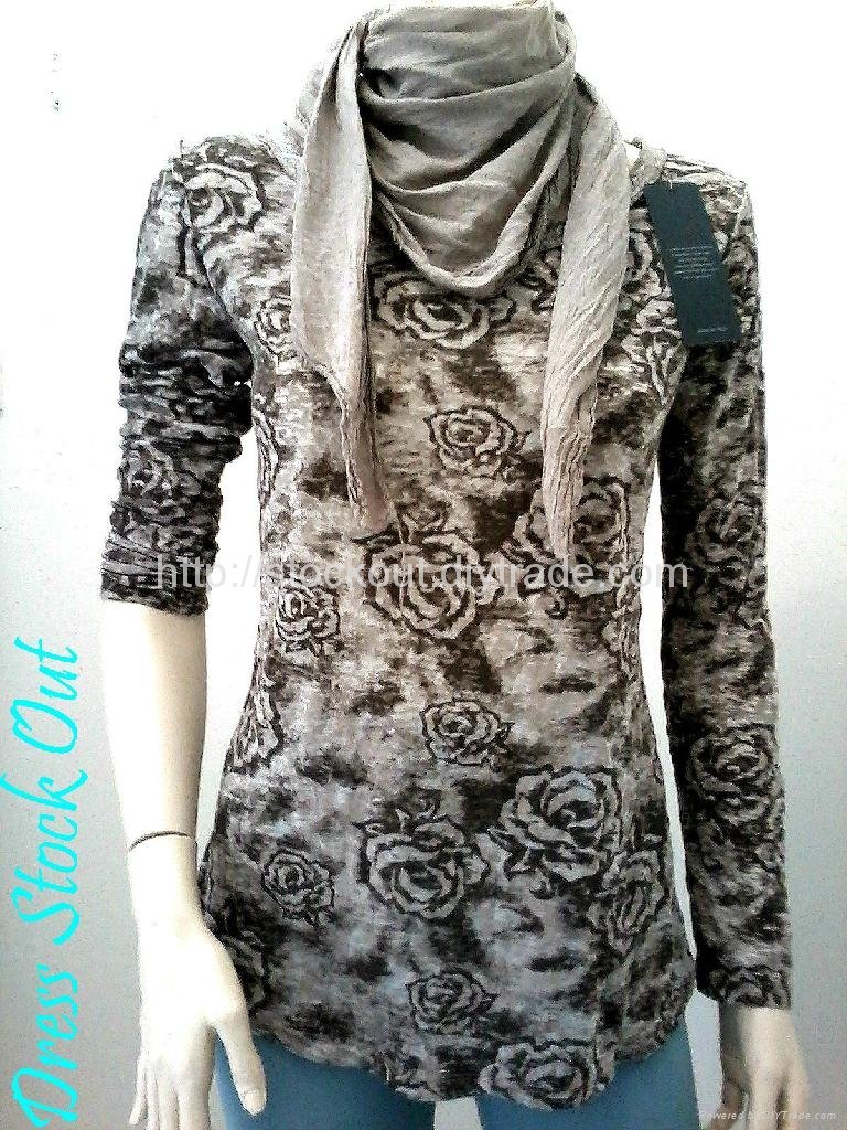 Floral print tunic with scarf slim fit