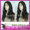 New Arrival! 2014 Hot sale Wavy Hair Lace Front Wigs Color#1b with Bangs 2