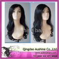 New Arrival! 2014 Hot sale Wavy Hair Lace Front Wigs Color#1b with Bangs 3