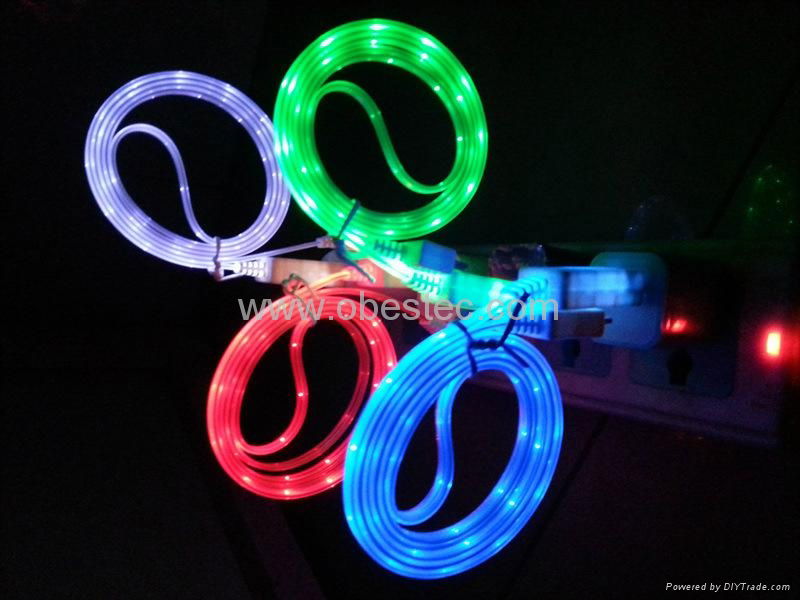 USB Flash glowing data sync charging cable