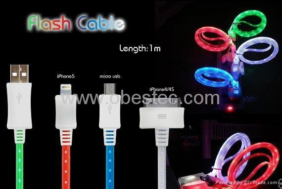 USB Flash glowing data sync charging cable 2