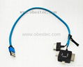 4 in 1 USB Data Sync Charger Splitter Zipper Cable for iPhone 4 5 5S Samsung HTC 1