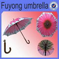 beatiful sunflower printing wooden straight umbrella