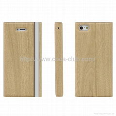 High Quality Wood Texture Leather Cover Case for iPhone5C New Design