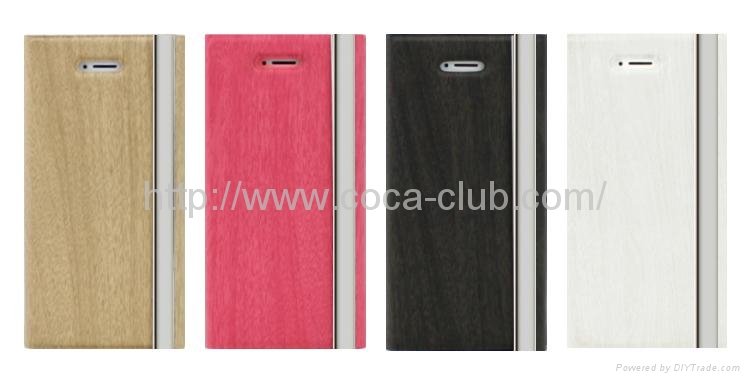 High Quality Wood Texture Leather Cover Case for iPhone5C New Design 2