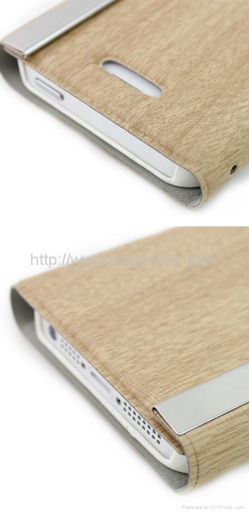 High Quality Wood Texture Leather Cover Case for iPhone5C New Design 5