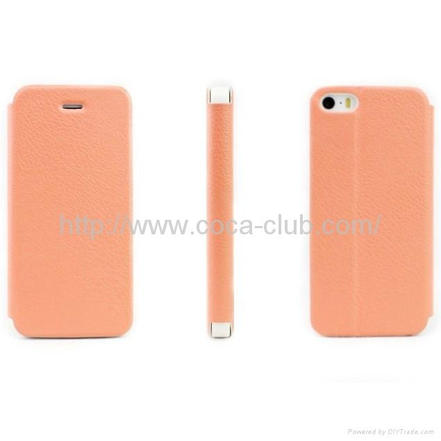 Orange peel grain case for iPhone5C w/t foldable stand and inbuilt fixed housing