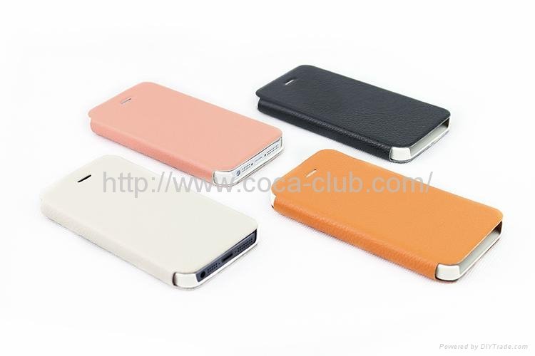Orange peel grain case for iPhone5C w/t foldable stand and inbuilt fixed housing 2