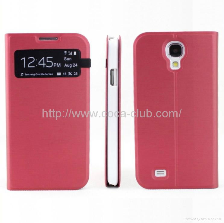 Wiredrawing Processed Metallic-Feeling Leather Cover Case for Samsung Galaxy S4 