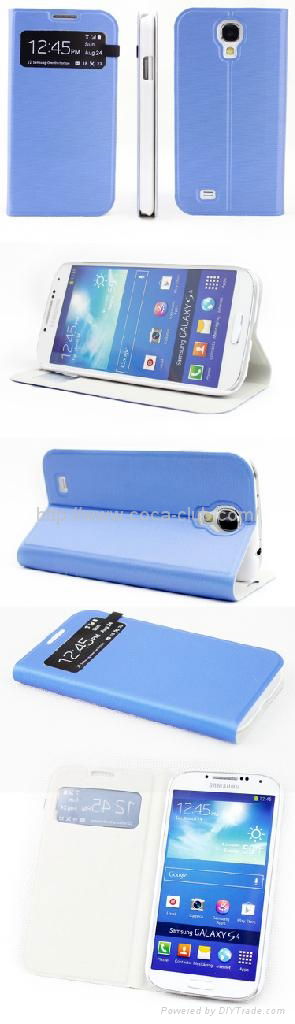 Wiredrawing Processed Metallic-Feeling Leather Cover Case for Samsung Galaxy S4  3