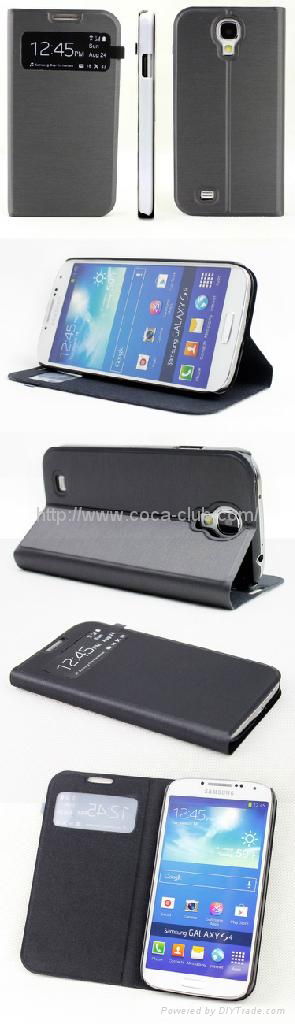 Wiredrawing Processed Metallic-Feeling Leather Cover Case for Samsung Galaxy S4  4