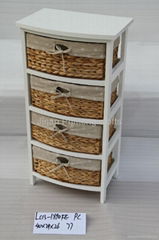 Wooden cabinet with willow drawers