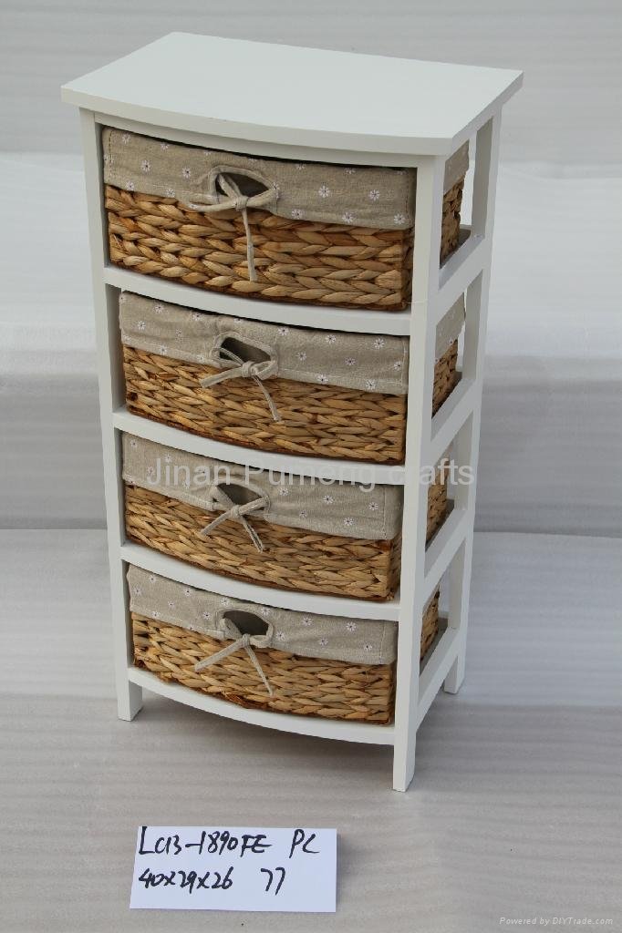Wooden cabinet with willow drawers