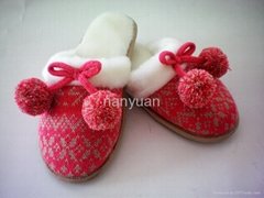 Knitted fabric with faux fur indoor slipper for women 36-41