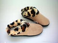 Faux suede with leopard faux fur indoor slipper for women 36-41 1