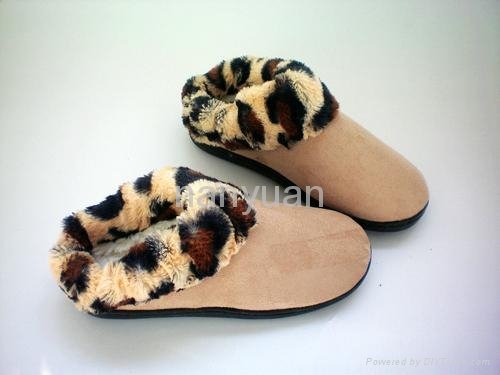 Faux suede with leopard faux fur indoor slipper for women 36-41