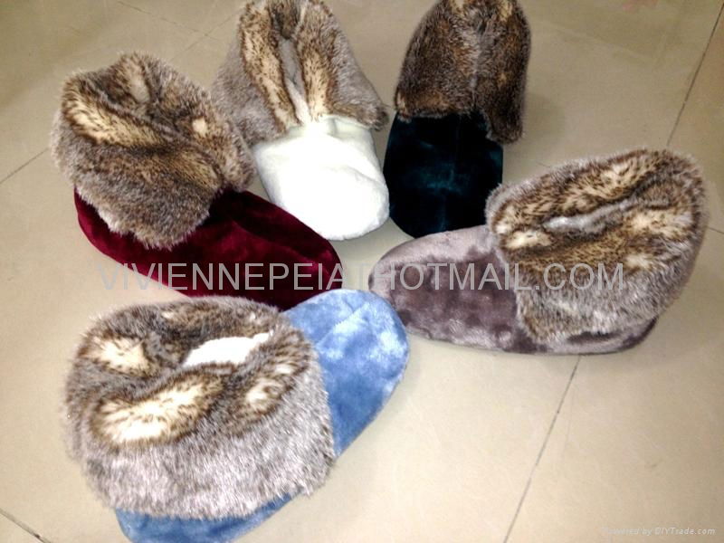 Flannel with faux rabbit fur women indoor boot slipper 36-41 3